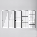 Modern Glass Sliding Doors With Black Frame For Interior Partition Design 3d model