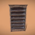 Vintage Wooden Bookcase With Multiple Distressed Shelves For Home Decor