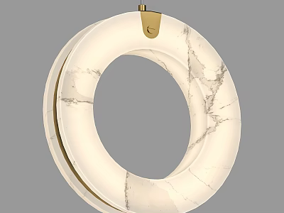 Elegant Modern Circular Pendant Light With Marble Texture And Gold Accents 3d model