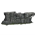Natural Rock Cliff Structure With Textured Surface And Green Moss