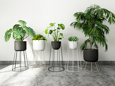 Modern potted plant potted combination 3d model