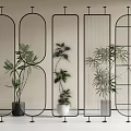 French Middle Ancient Glass Partition Frosted Glass Partition Changhong Glass Partition Screen Partition Entrance Partition 3d model