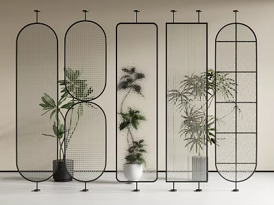 French Middle Ancient Glass Partition Frosted Glass Partition Changhong Glass Partition Screen Partition Entrance Partition 3d model