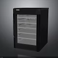 Sleek Black Upright Electronic Appliance Featuring Glass Door And Handle Design