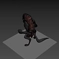 3D Rendered Fantasy Mythical Creature With Brown Mane Gray Body And Red Sash