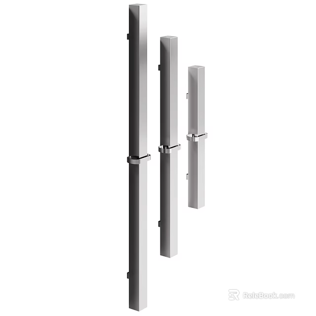 Modern Bathroom Accessories With Stainless Steel Wall Racks And Hangers 3d model 