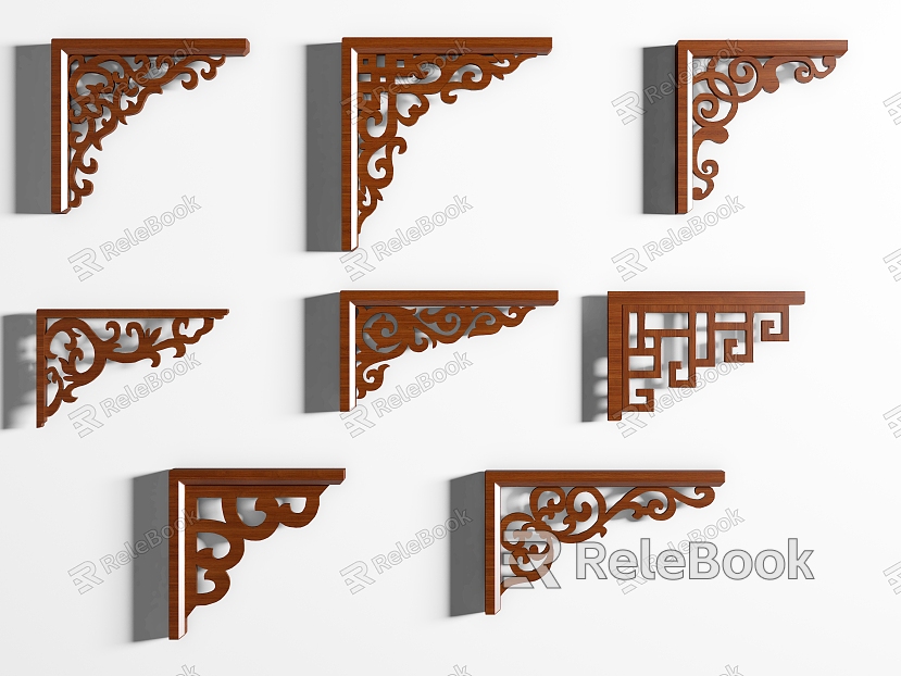 Chinese-style Lattice Carved Hornflower Solid Wood Hornflower New Chinese-style Hollow Hornflower model