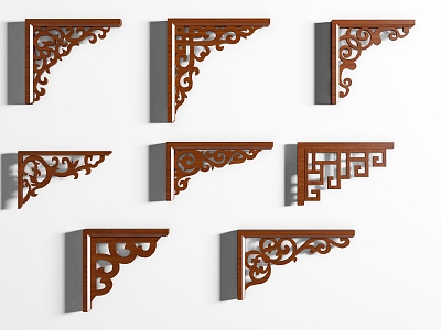 Chinese-style Lattice Carved Hornflower Solid Wood Hornflower New Chinese-style Hollow Hornflower 3d model