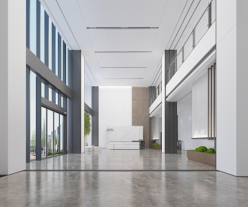 Modern Hall Office Building Lobby 3d model