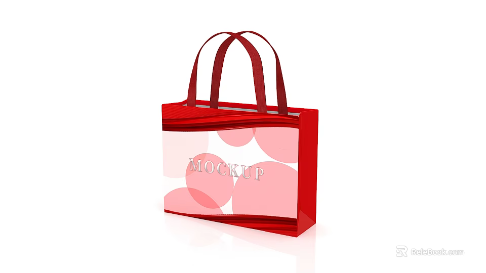 Stylish Red Tote Bag With Pink Circular Patterns For Daily Life Use 3d model