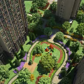 Aerial Planning of High Rise Residential Complex With Green Spaces and Landscaped Gardens