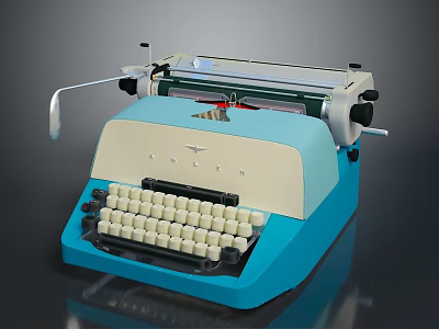 Vintage ANITA Typewriter With Blue And Beige Body And Classic Keyboard 3d model