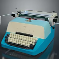 Vintage ANITA Typewriter With Blue And Beige Body And Classic Keyboard