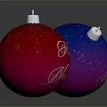 Sparkling Red and Blue Christmas Ornaments with Shiny Surface and Reflection