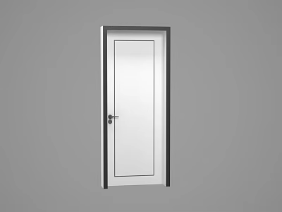 Modern Minimalist White Door With Metal Handle And Dark Frame Design 3d model