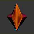 Colorful Glossy Gemstone Shapes In Orange Pink Blue On Black Background With Reflections