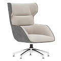 Ergonomic Modern Office Chair With High Back Beige Fabric Cushion And Silver Five Star Base