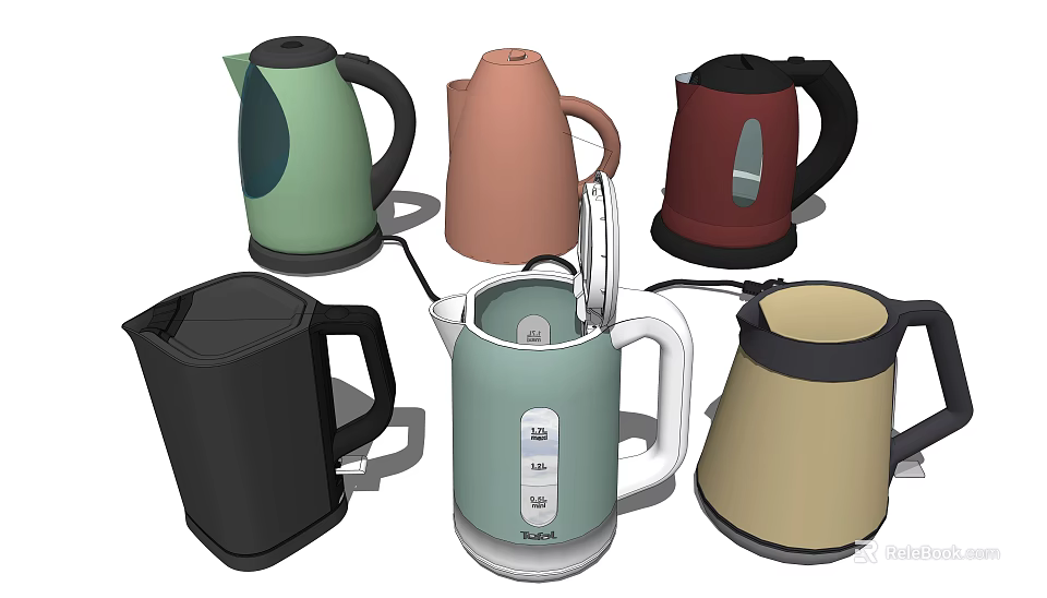 Colorful Electric Kettles with Modern Design and Various Styles for Daily Use 3d model 