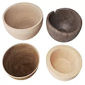 Set of Handmade Wooden Bowls Featuring Varied Wood Colors And Shapes