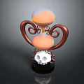 Decorative Hourglass With Brown Swirled Stand And White Skull On Black Base