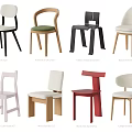 Stylish Modern Dining Chairs Featuring Various Designs And Different Color Options 3d model