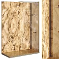Modern Shower Sauna Interior With Marble Walls Glass Partition And Wooden Shelves