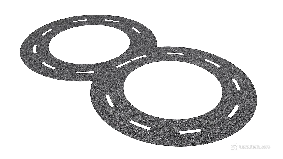 Interactive Area With Double Circular Ring Design And White Marking Lines 3d model 