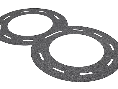 Interactive Area With Double Circular Ring Design And White Marking Lines 3d model