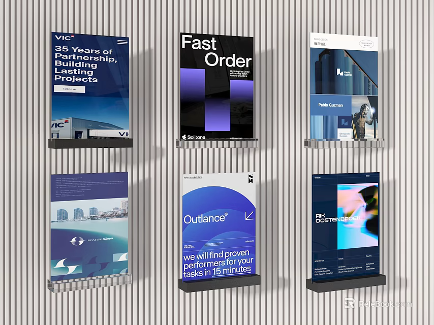 Decorative Brochure Display Set With Professional Design And Modern Stylish Arrangement 3d model 