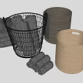 Metal Mesh and Woven Storage Baskets for Home Towel Organizing in Gray Beige Black