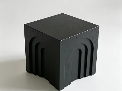 Modern Black Coffee Table With Cube Shape And Arched Side Grooves 3d model