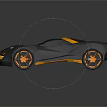 Modern Silver Sports Car with Orange Accents Sleek Design And Transparent Roof
