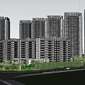 Modern High Rise Residential Complex With Green Landscape And Cloudy Sky View