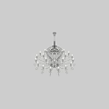 Elegant Crystal Chandelier With Illuminated Bulbs Silver Frame And Hanging Crystals 3d model