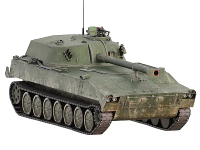 Military Green Tank With Vintage Design Cannon Tracks Antenna And Detailed Exterior 3d model