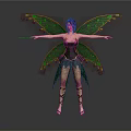 Game And Movie Fairy Character With Green Wings Purple Hair And Wand