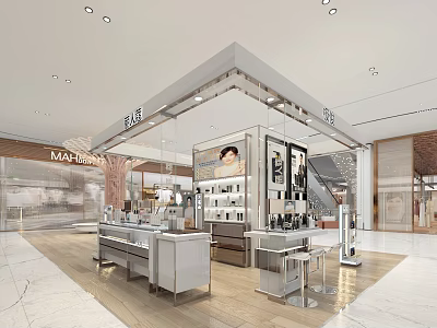 Mary Brown Beauty Store Interior With Modern Display Counters And Elegant Lighting 3d model
