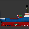 Colorful Toy Ship With Containers Surrounded By Small Toy Cars And Airplane