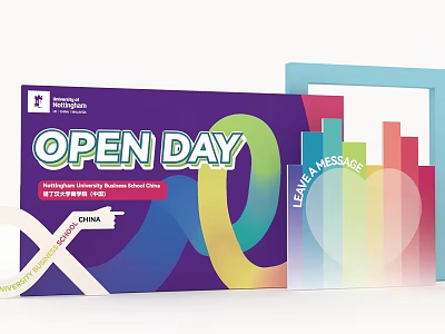 Group Photo Spot For Open Day With Colorful Geometric Design And Message Area 3d model