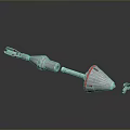 Silver Metal Spear Weapon With Red Accents And Bottom Component 3d model