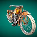 Vintage Orange Motorcycle With Classic Design Retro Engine Chrome Details And Spoked Wheels