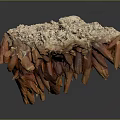 Natural Wood Stone Formation With Spike Like Structures And Brown Orange Hues