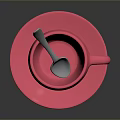 Vibrant Pink Ceramic Cup With Matching Saucer And Silver Spoon For Daily Use