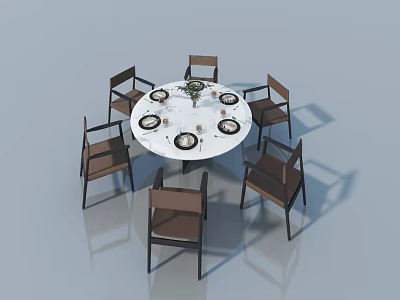 Swing Door For Modern Dining Area With Round Table And Chairs 3d model
