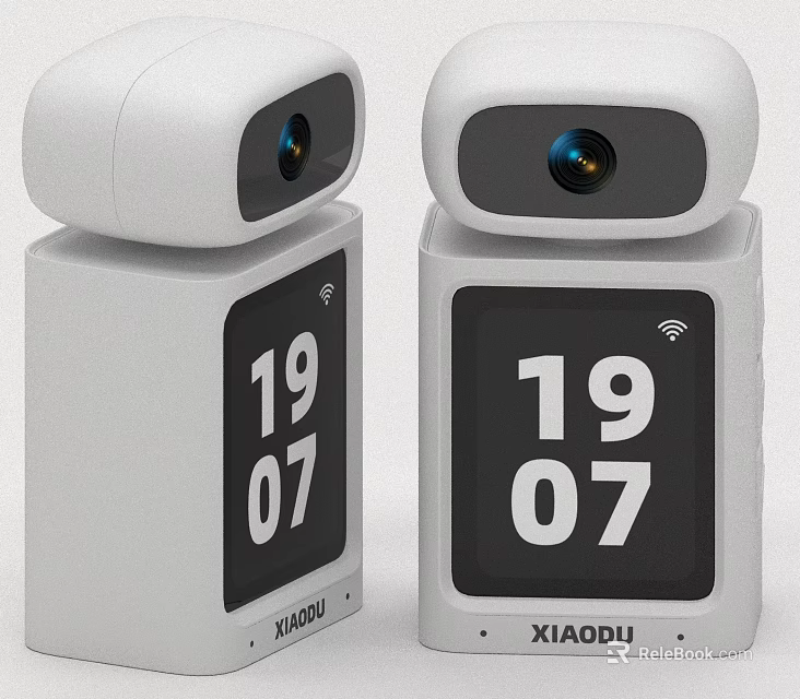 Smart XIAODU Camera Devices Featuring White Design Digital Clock And Wireless 3d model