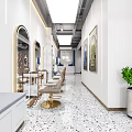 Modern Beauty Hair Salon Interior Design With Barber Chairs Mirrors Open Space And Terrazzo Floor