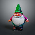 Garden Gnome Figurine With Green Pointed Hat White Beard And Red Nose