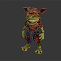 Game Movie Character Frog Warrior In Red Ornate Samurai Armor With Green Skin Features