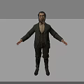Male 3D Character Model With Rigged Pose And Historical Costume Details