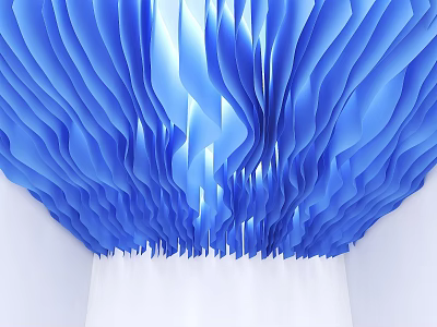 Modern Blue Wavy Ceiling Design With Decorative Curved Elements And Stylish Look 3d model